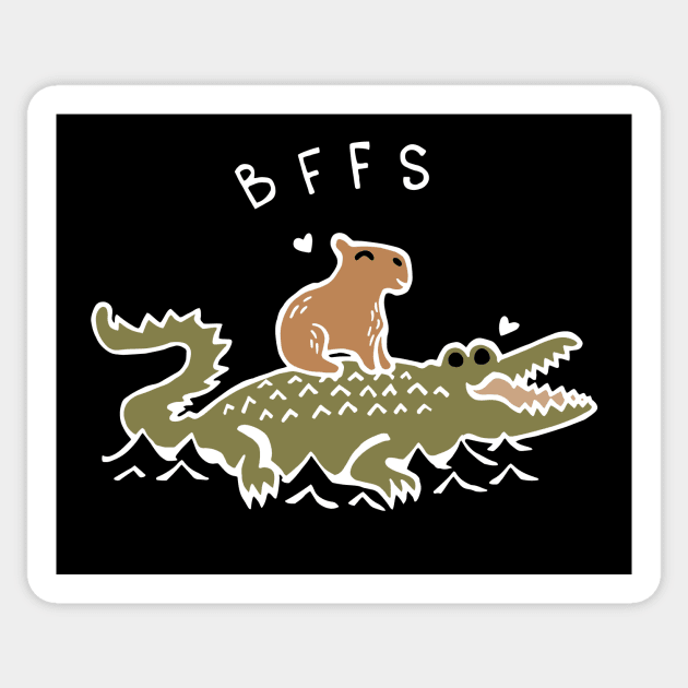 Capybara and Crocodile BFFS Best Friends Forever (White) Sticker by Graograman